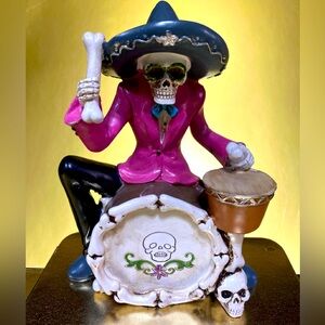 HORROR SKELETON ROCK N’. ROLL DRUMMER DAY OF THE DEAD TABLE TOP DECOR AP…